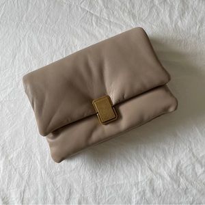 Massimo Dutti Nappa Leather Quilted Bag | Natural